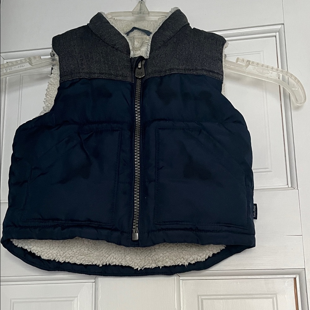 Navy and Gray Kids Puffer Vest by GAP. Smoke free home.